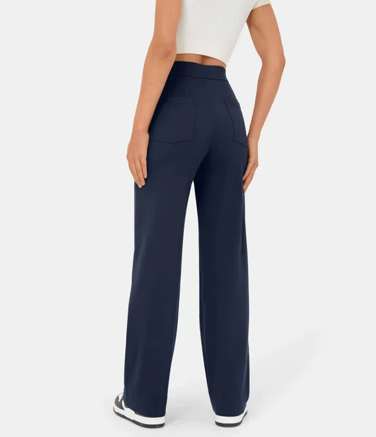 Damen Hose gerade geschnitten mit hohem elastischem Bund