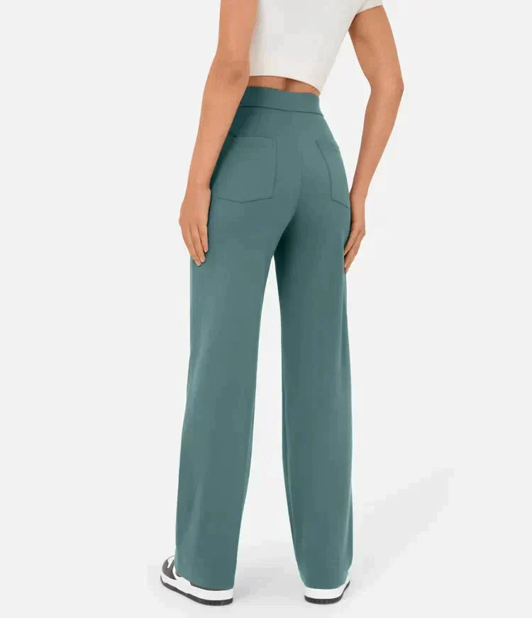 Damen Hose gerade geschnitten mit hohem elastischem Bund