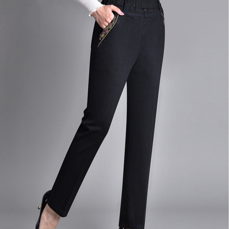 Damen Jeans gerade geschnitten mit geraffter Bundpartie