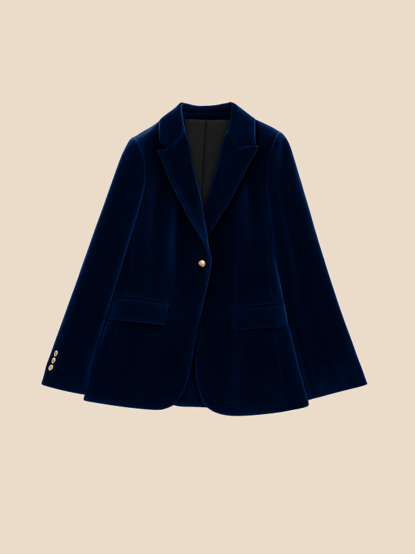 Damen Blazer in Samtoptik mit Reverskragen tailliert