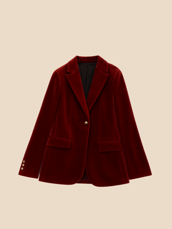 Damen Blazer in Samtoptik mit Reverskragen tailliert