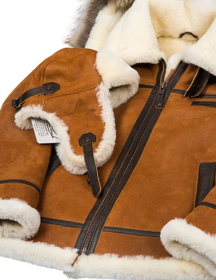 Damen Blousonjacke in Lederoptik mit Kunstfellbesatz