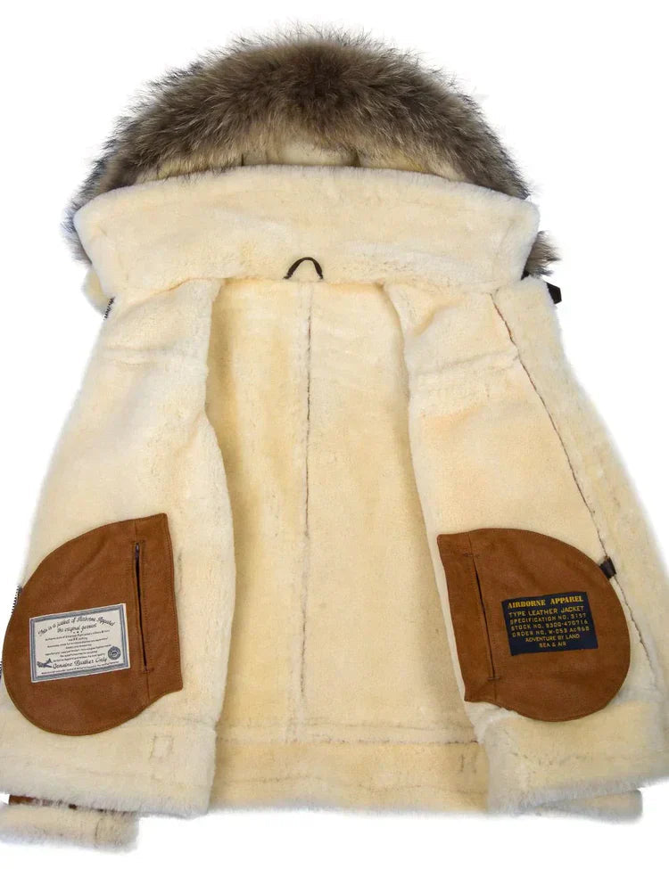 Damen Blousonjacke in Lederoptik mit Kunstfellbesatz