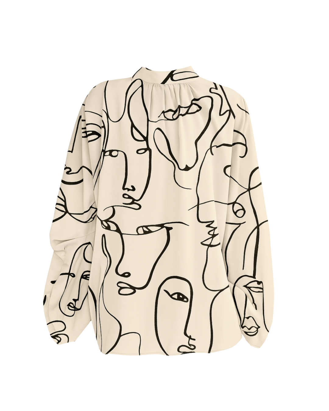 Damen Bluse mit Linienmuster und Stehkragen locker