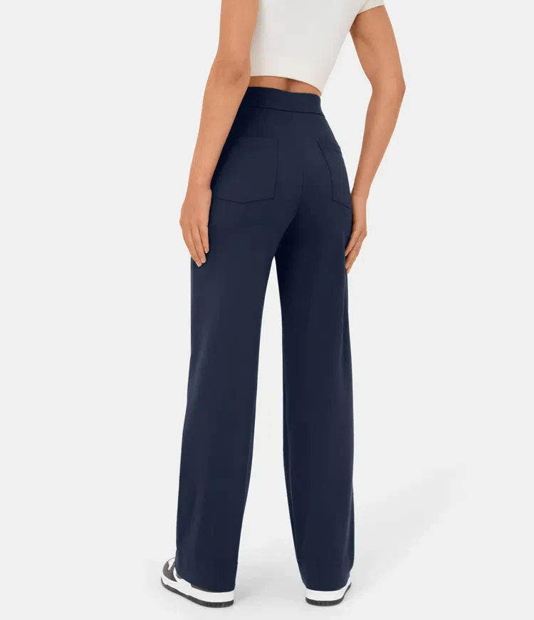 Damen Hose gerade geschnitten mit hohem elastischem Bund