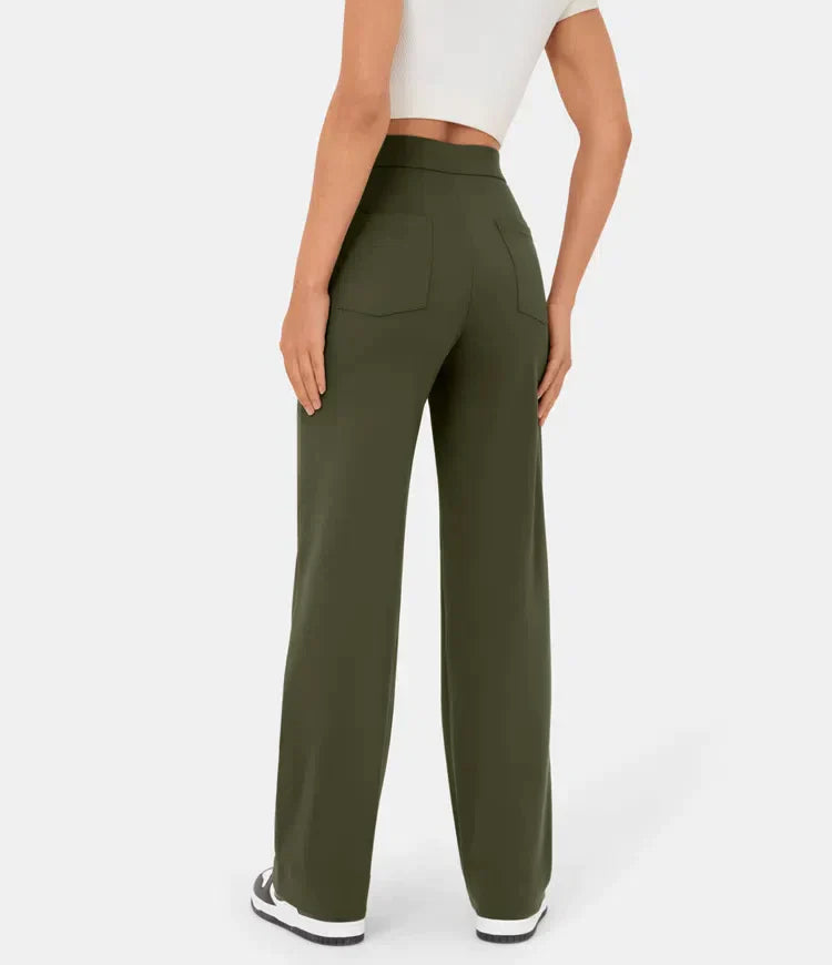 Damen Hose gerade geschnitten mit hohem elastischem Bund