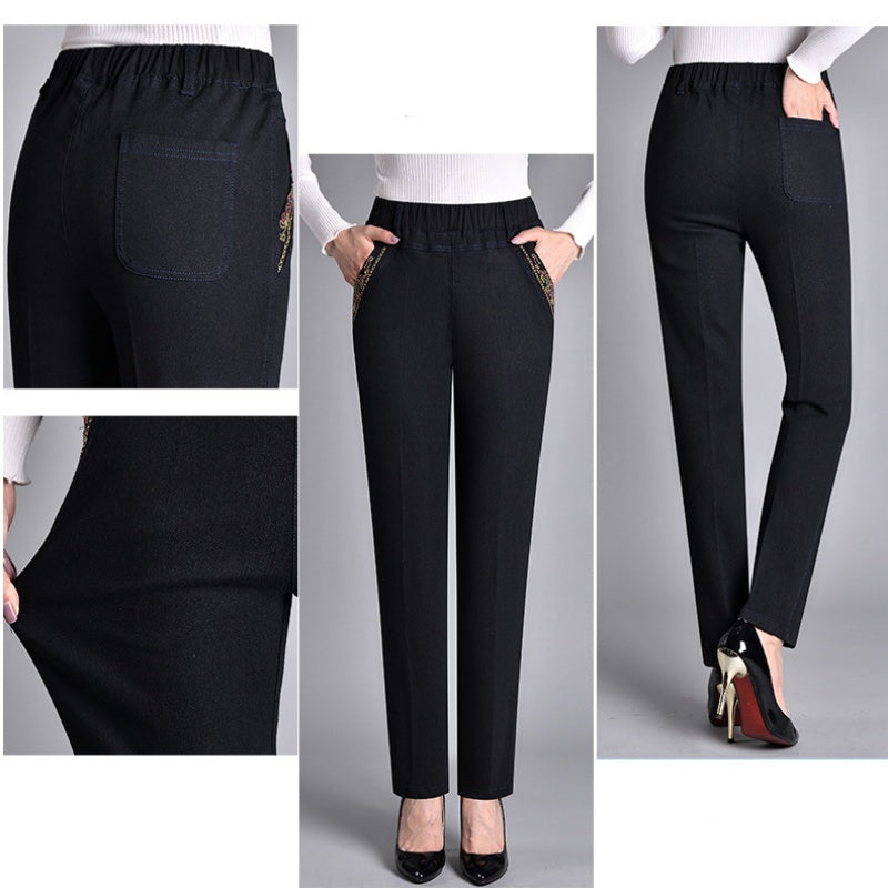 Damen Jeans gerade geschnitten mit geraffter Bundpartie