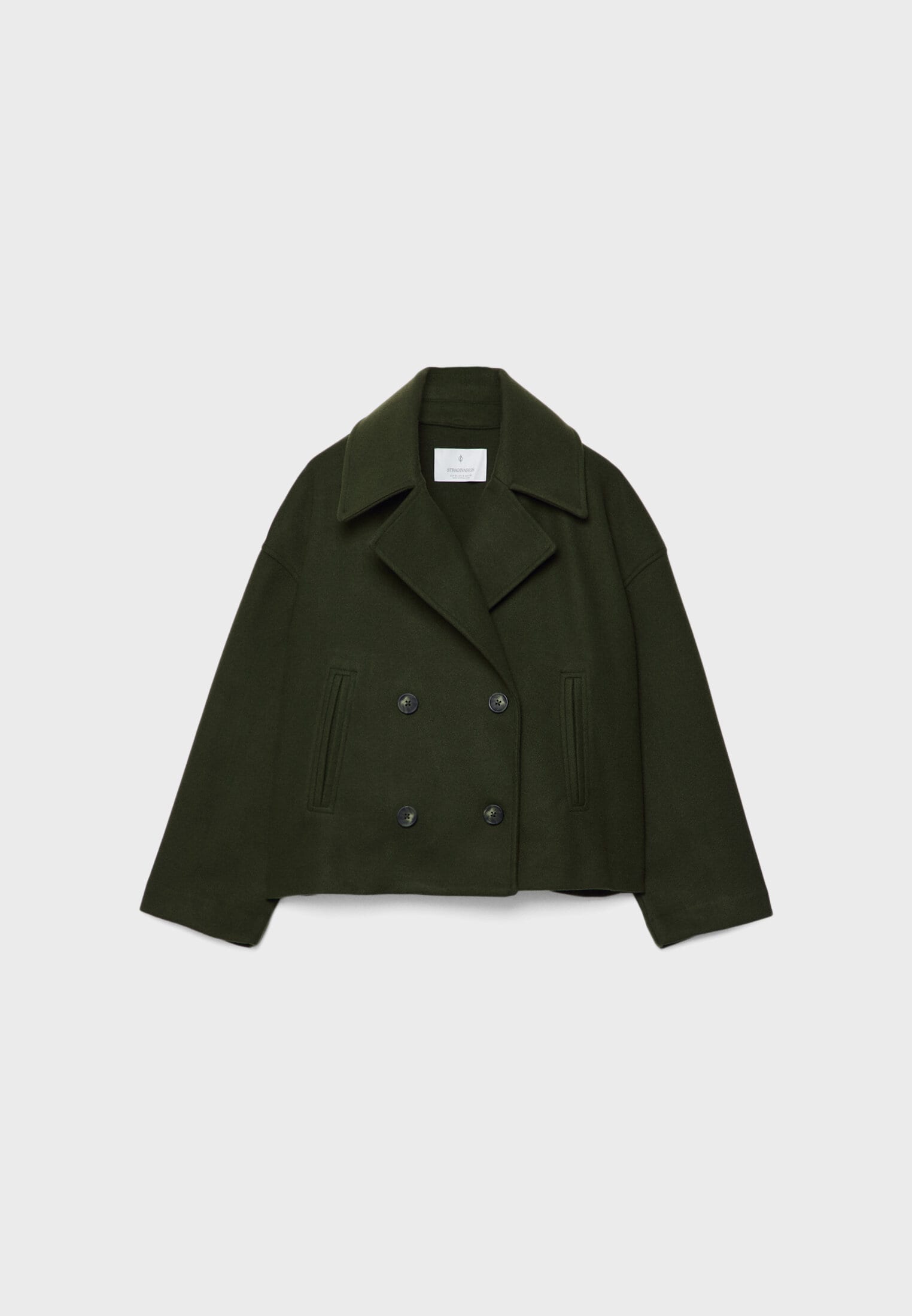 Damen Kurzmantel mit Doppelreiher und breitem Revers