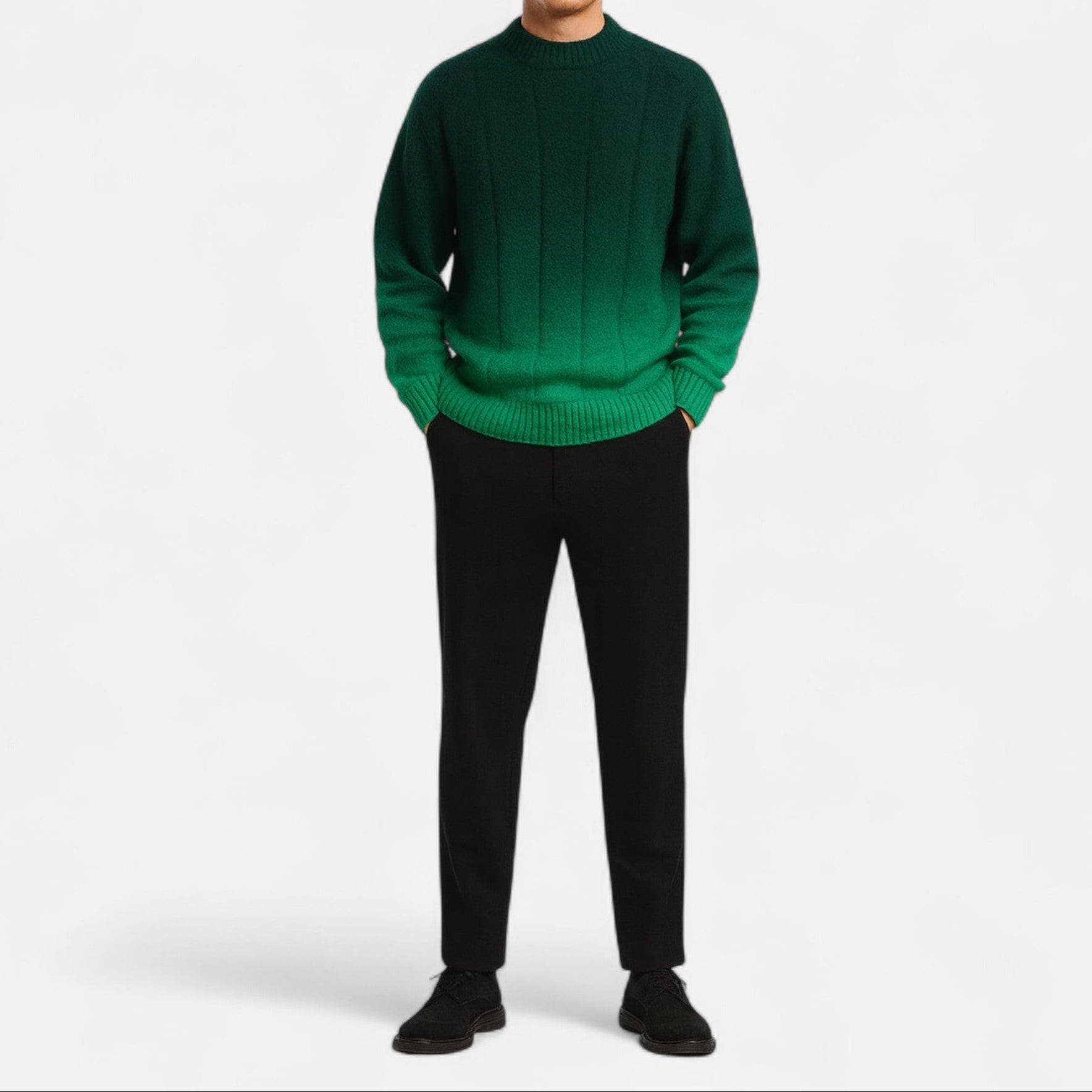 Damen Oversize Pullover mit Farbverlauf und Rundhals