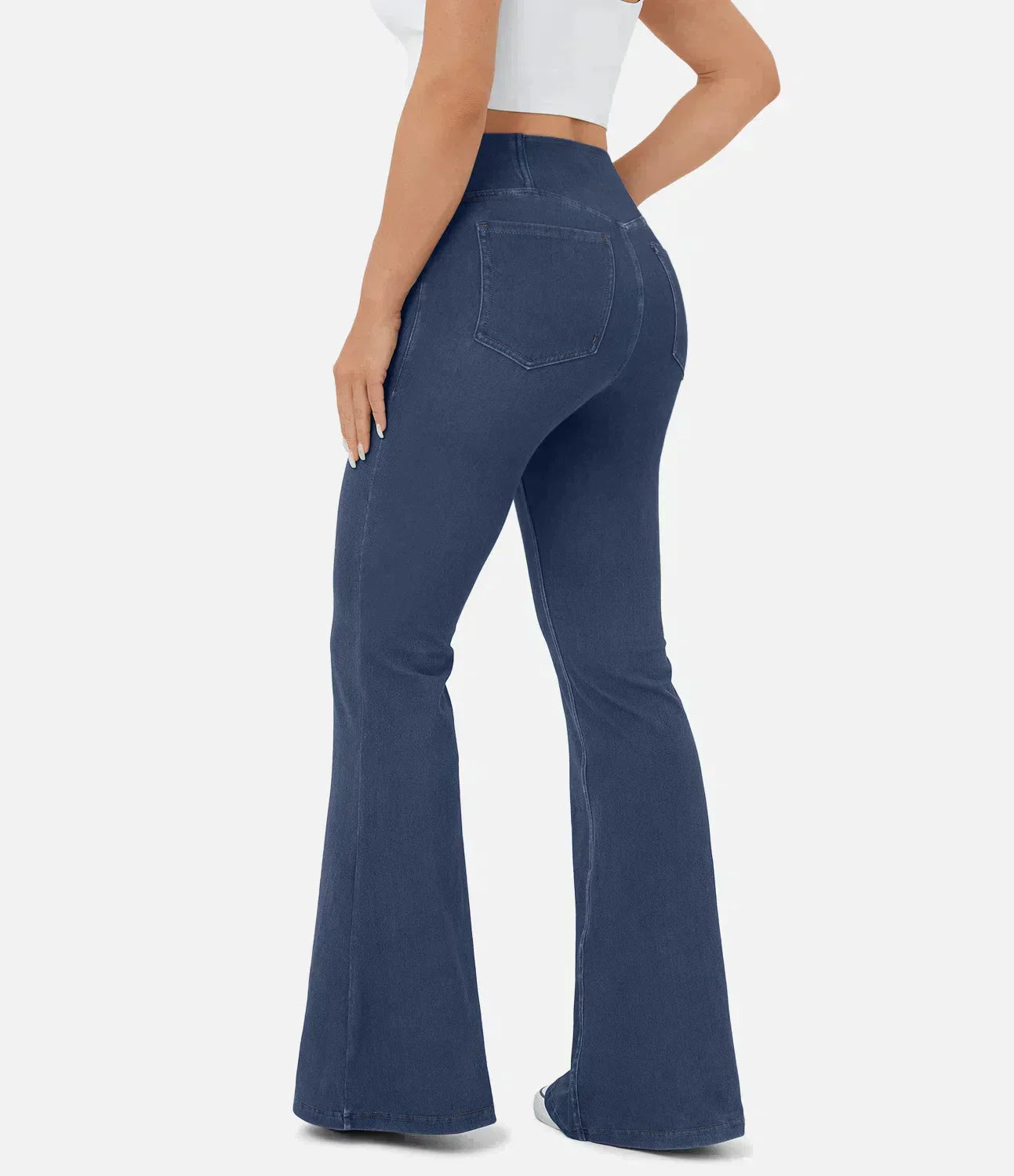 Damen Schlaghose in Denim Optik mit hohem elastischem Bund