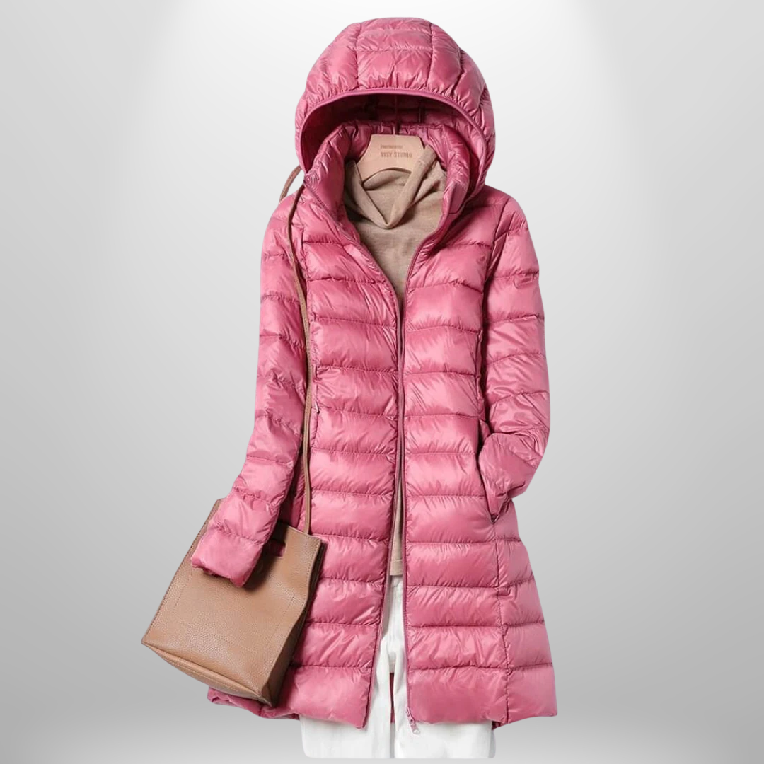 Damen Steppjacke leicht mit Kapuze und feiner Steppung - Pink
