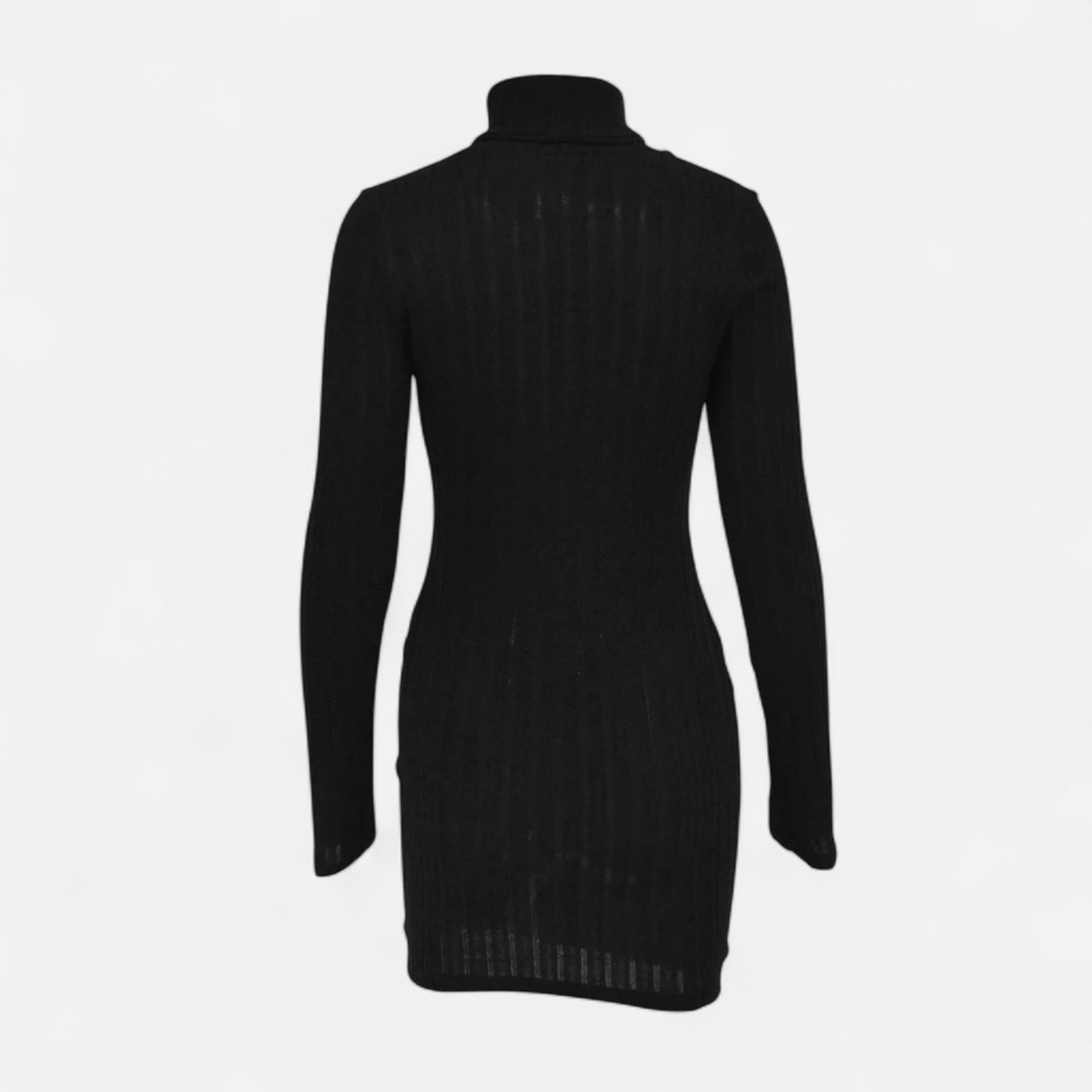 Damen Strickkleid kurz mit Rollkragen und langen Ärmeln