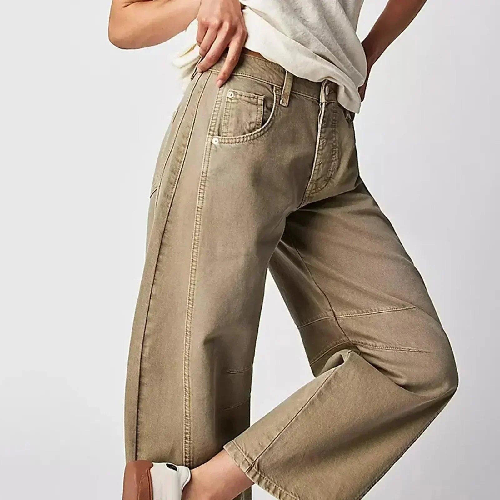 Damen Weite Jeans im Barrel Schnitt mit hohem Bund